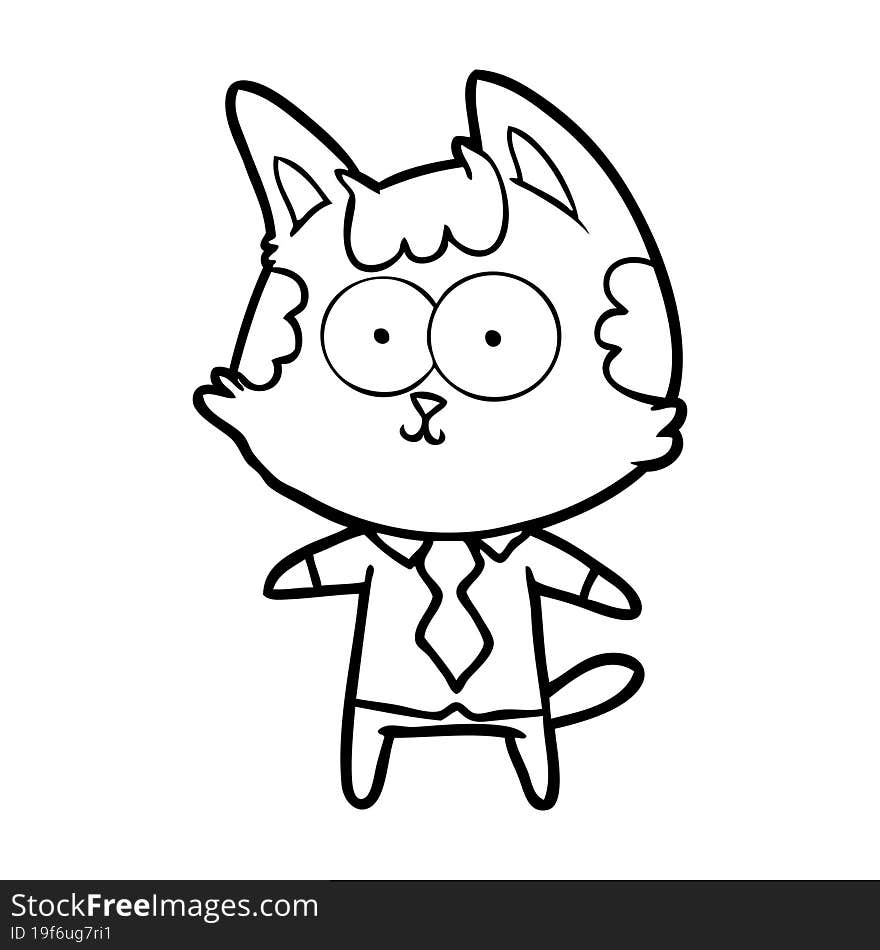 happy cartoon cat office worker. happy cartoon cat office worker