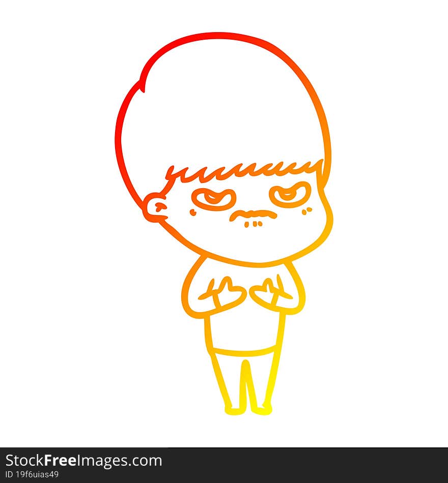 warm gradient line drawing cartoon boy