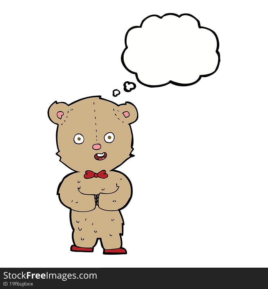 cartoon teddy bear with thought bubble