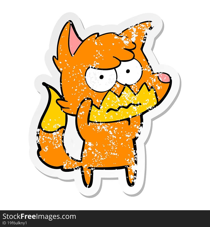 Distressed Sticker Of A Cartoon Annoyed Fox