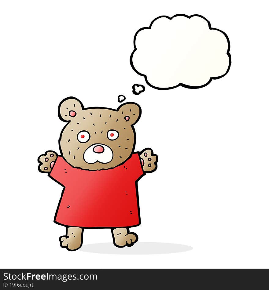 Cartoon Cute Teddy Bear With Thought Bubble