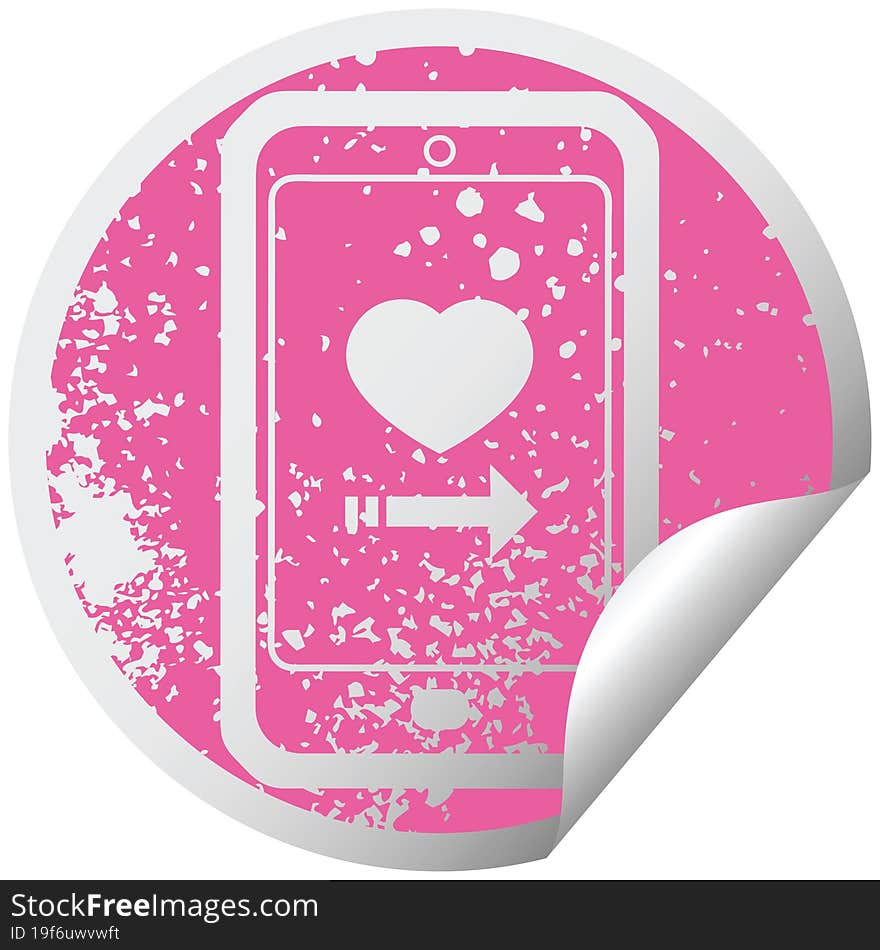 dating app on cell phone graphic distressed sticker