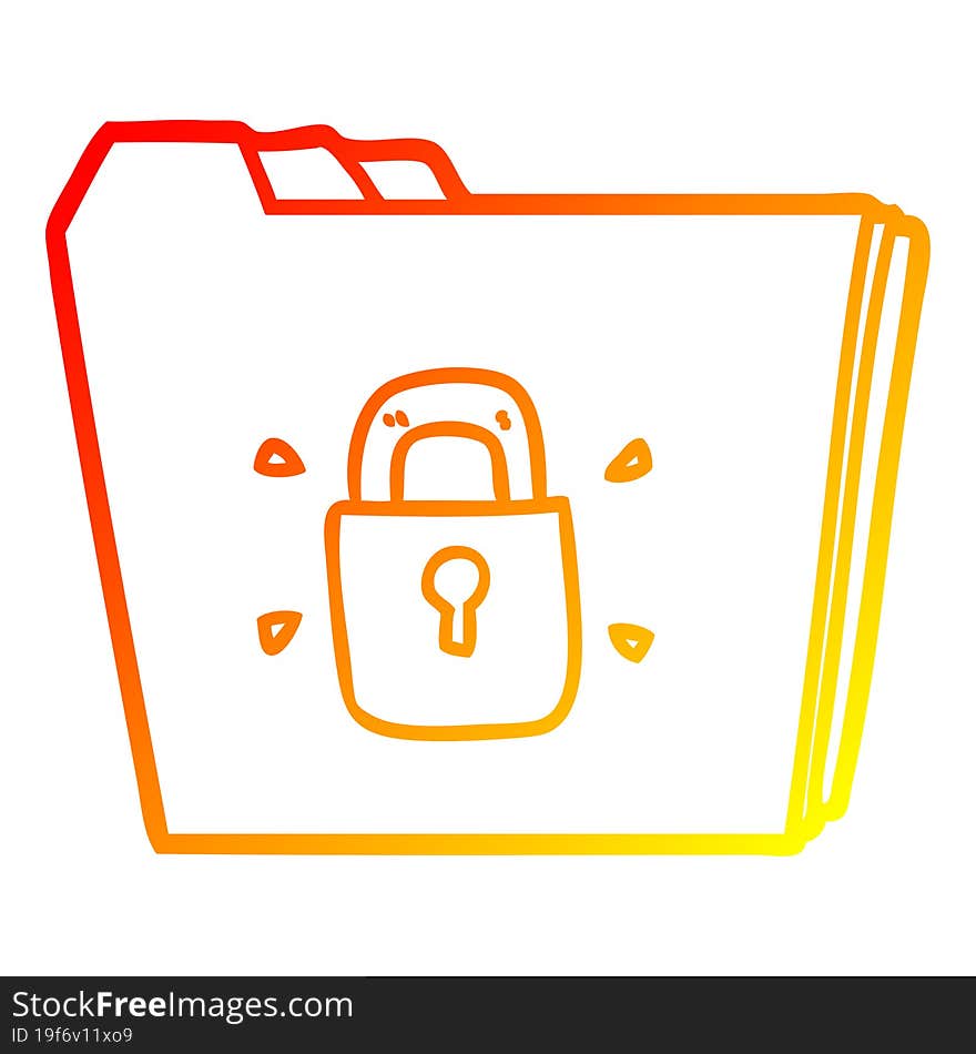 warm gradient line drawing of a cartoon locked files