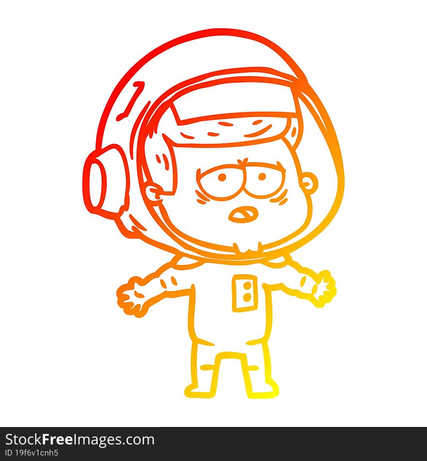 warm gradient line drawing cartoon tired astronaut