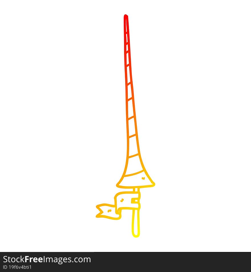 warm gradient line drawing cartoon medieval lance