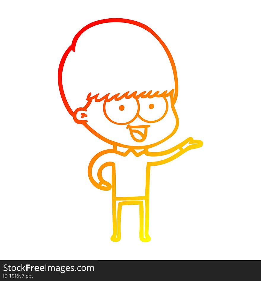 Warm Gradient Line Drawing Happy Cartoon Boy