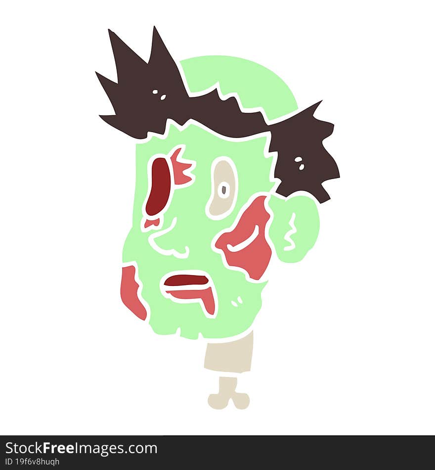 flat color style cartoon zombie head