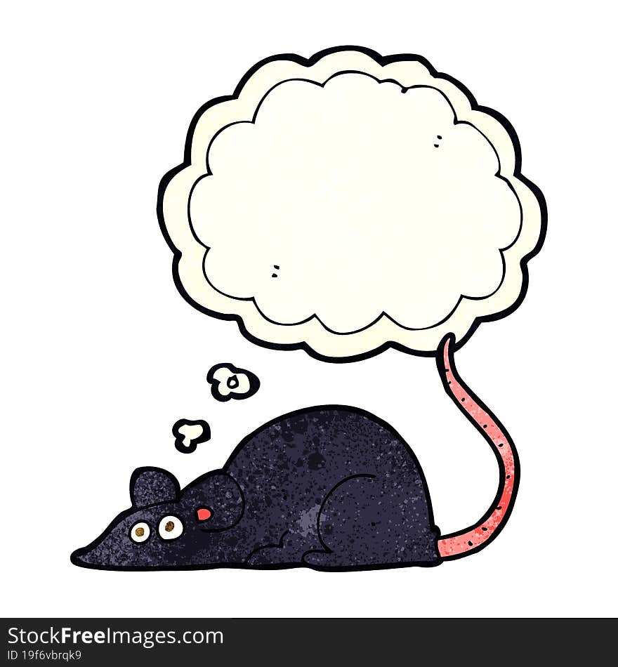 cartoon black rat with thought bubble