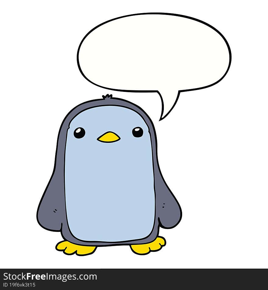 Cute Cartoon Penguin And Speech Bubble