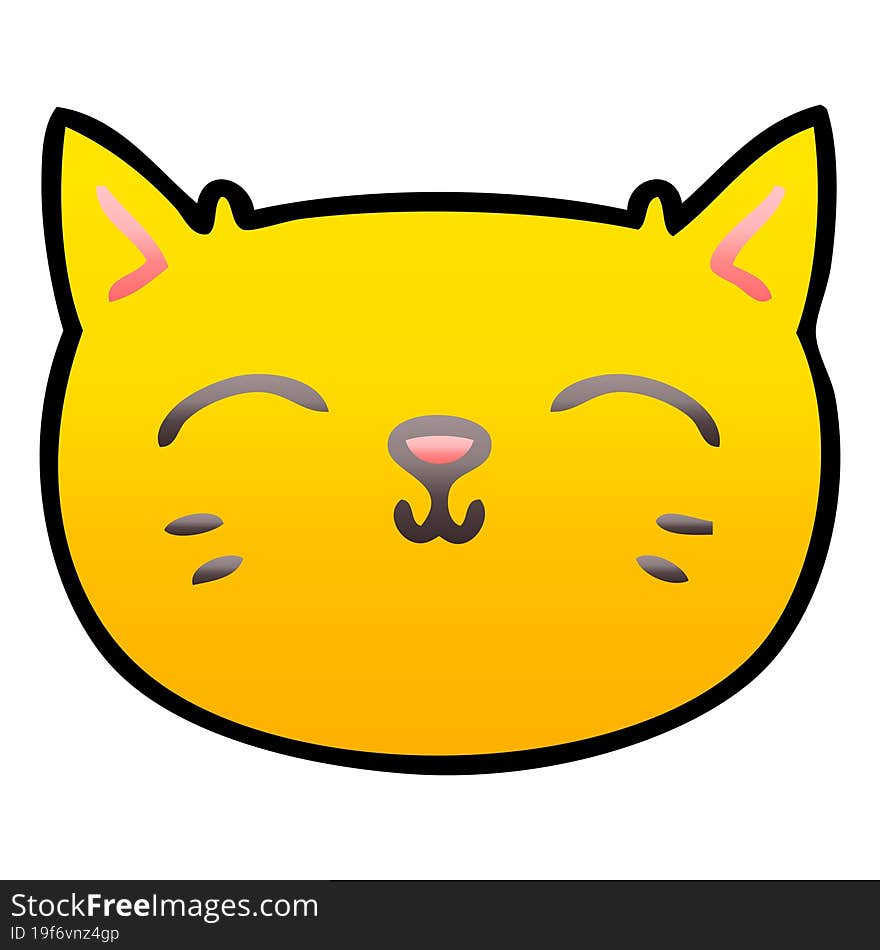 gradient shaded quirky cartoon cat face. gradient shaded quirky cartoon cat face