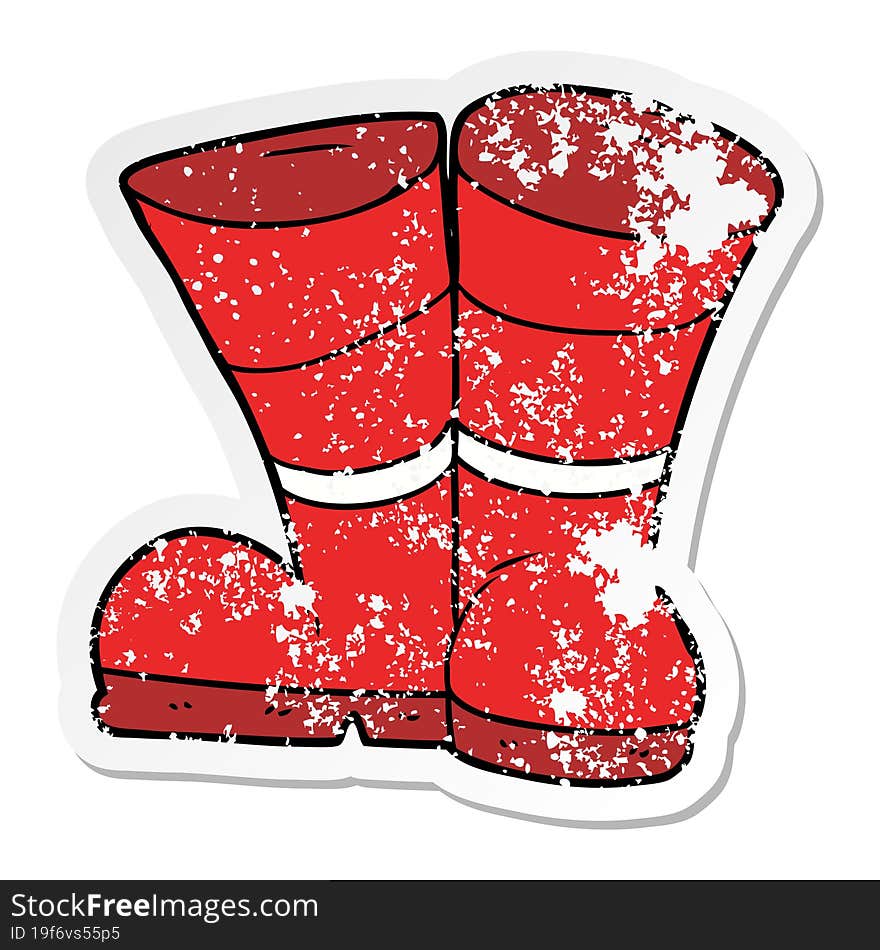 distressed sticker of a wellington boots cartoon