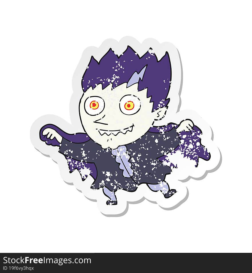 Retro Distressed Sticker Of A Cartoon Vampire