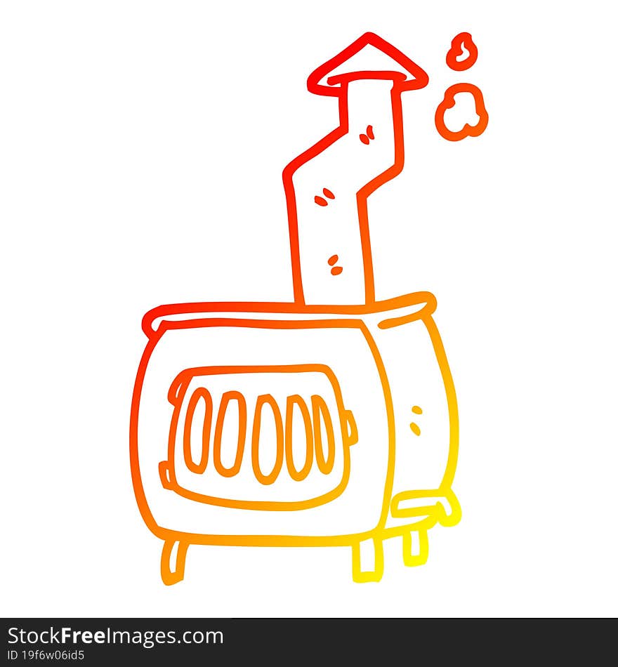 Warm Gradient Line Drawing Cartoon Old Wood Burner