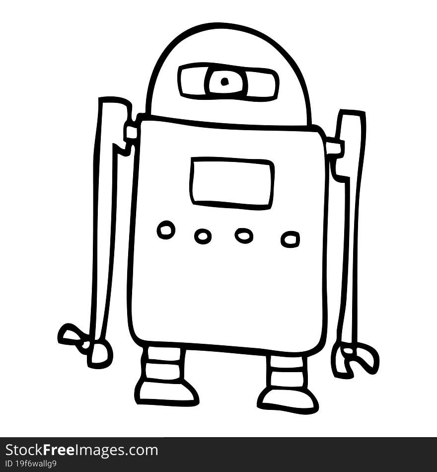 Line Drawing Cartoon Robot