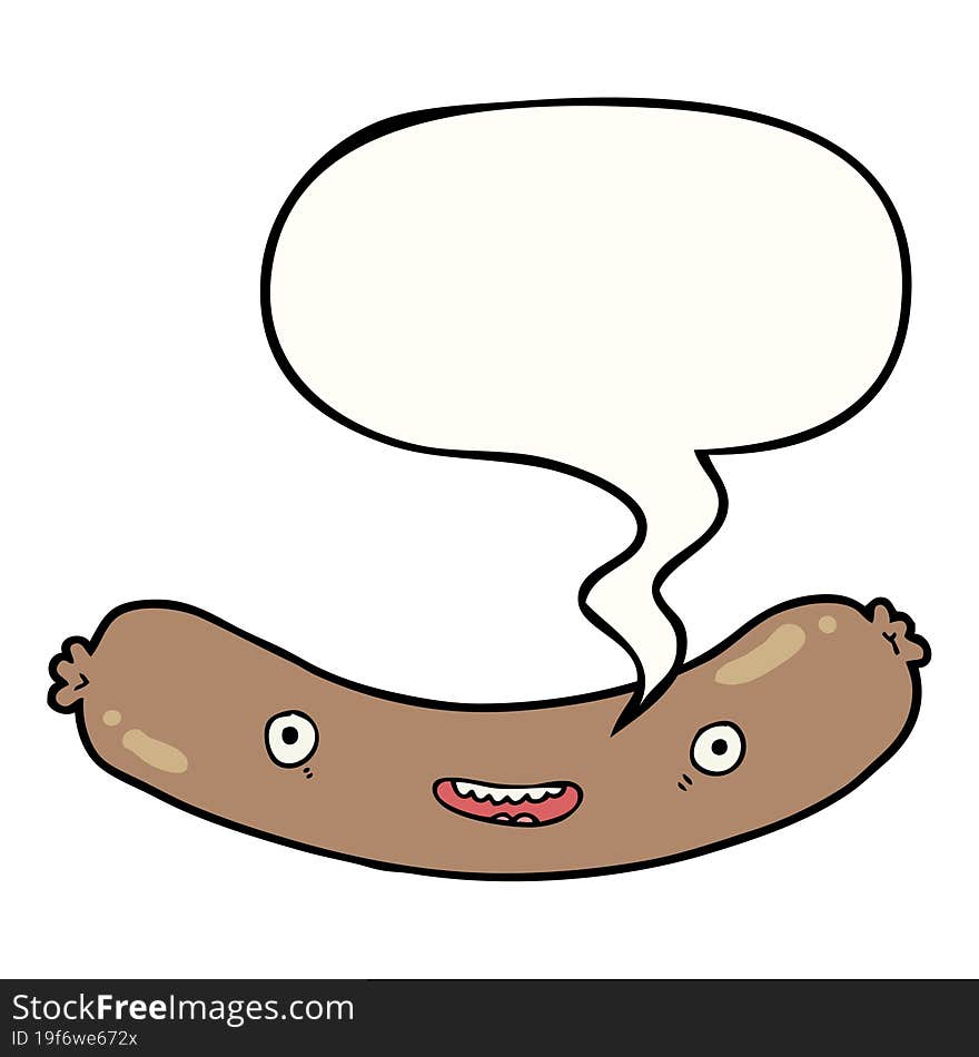 cartoon sausage and speech bubble