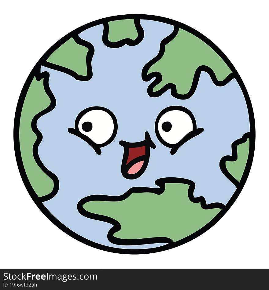 cute cartoon of a planet earth. cute cartoon of a planet earth