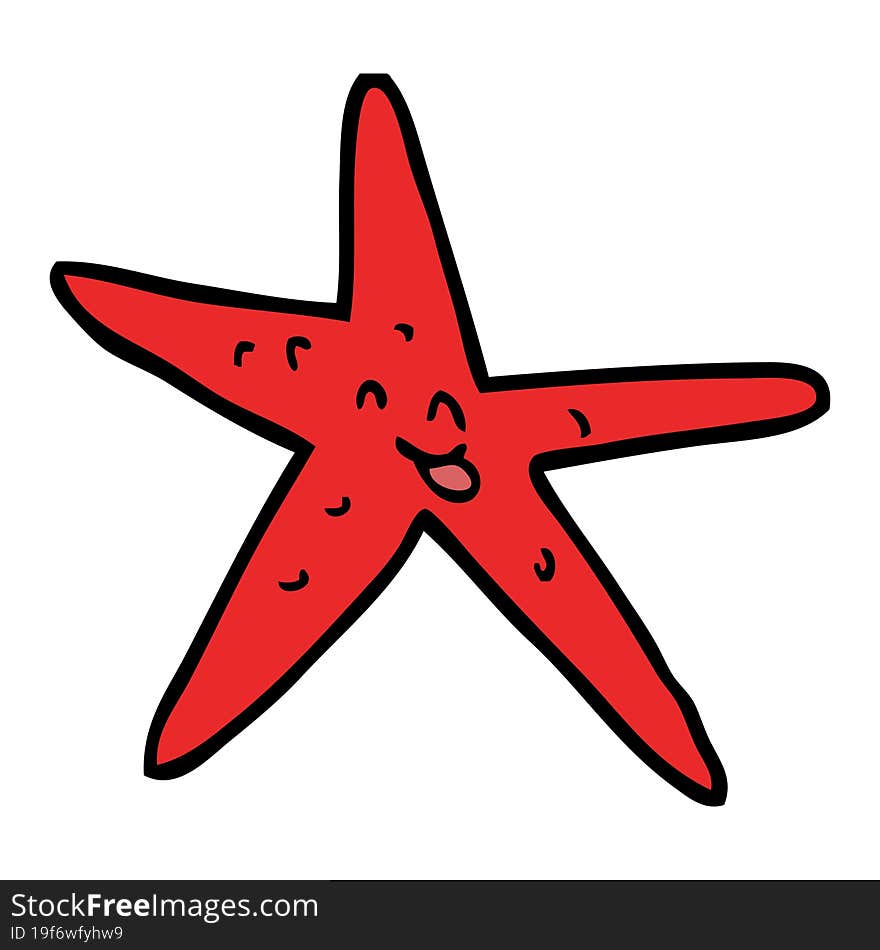 Cartoon Doodle Happy Star Fish