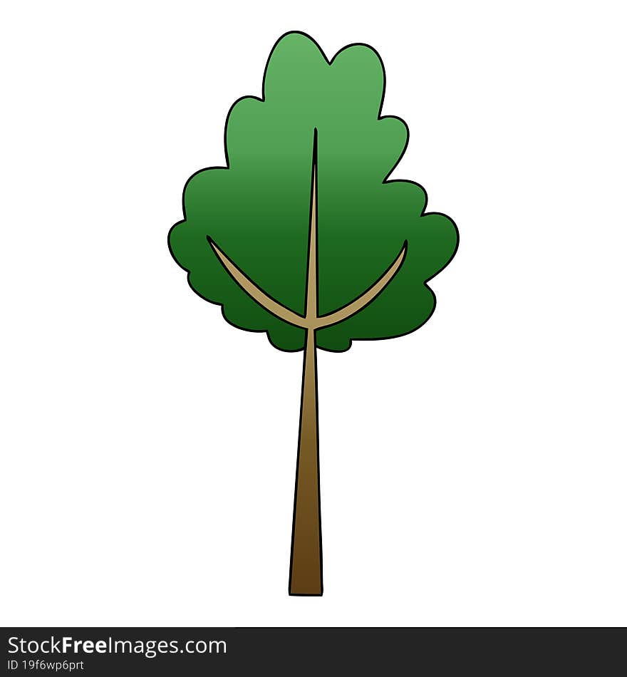 Quirky Gradient Shaded Cartoon Tree