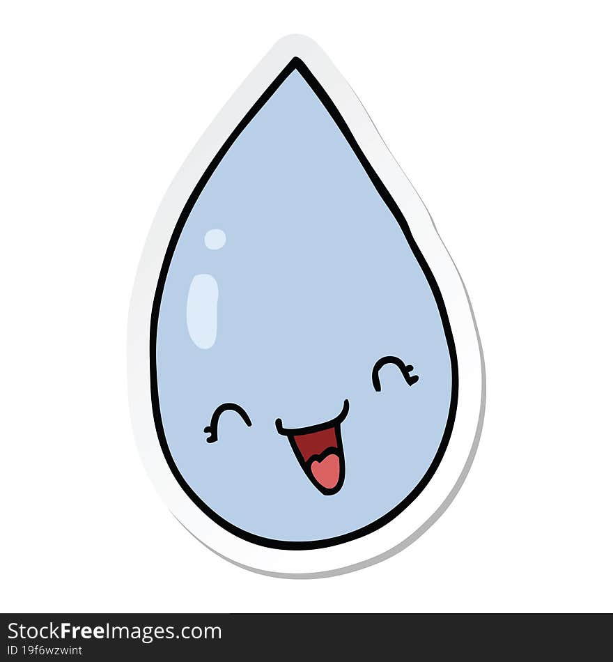 sticker of a cartoon raindrop