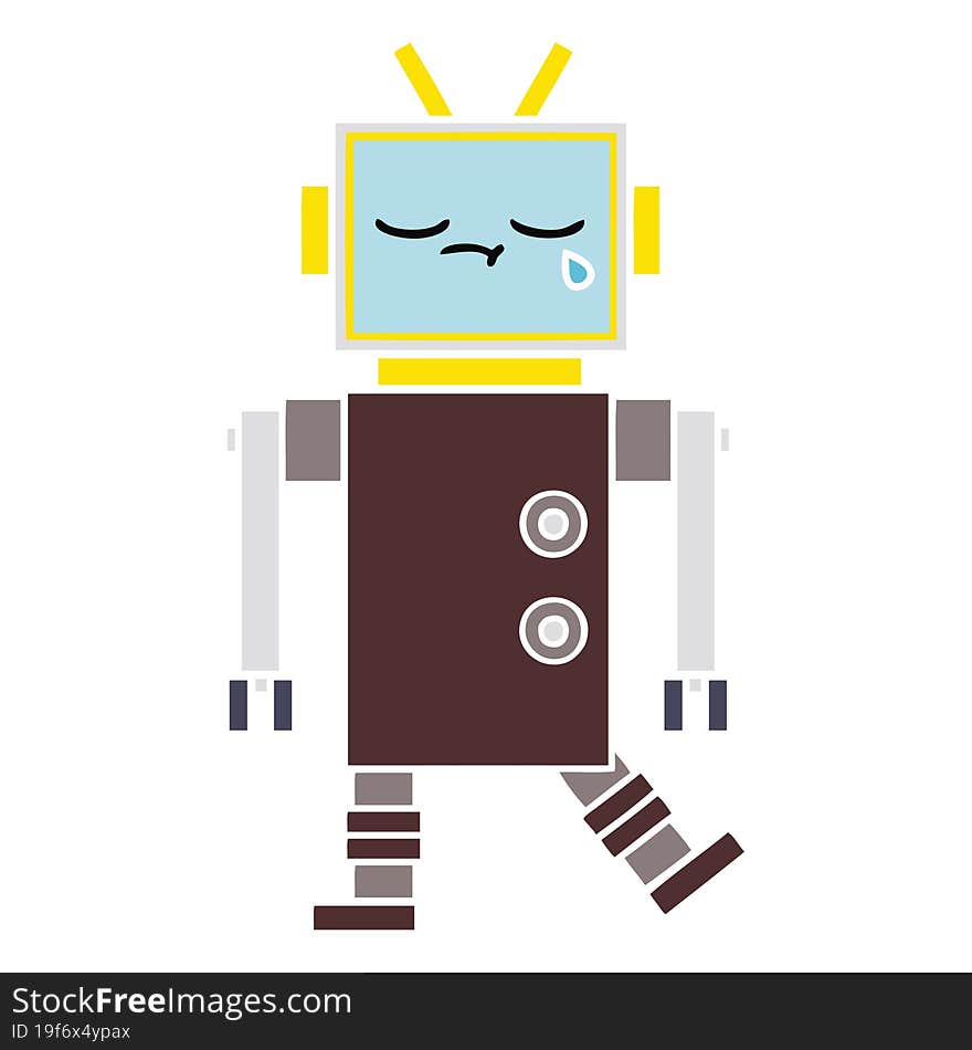 Flat Color Retro Cartoon Robot