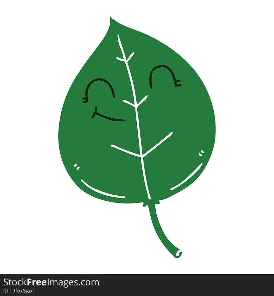 quirky hand drawn cartoon happy leaf