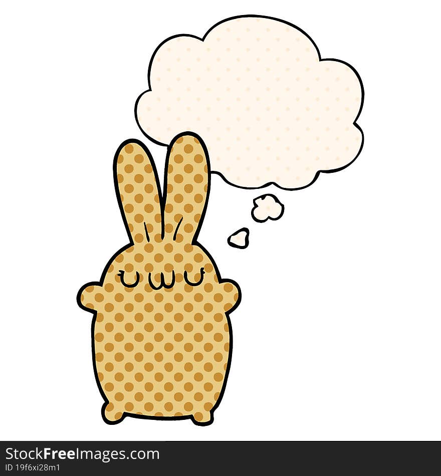 cartoon rabbit with thought bubble in comic book style