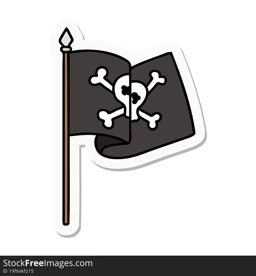 tattoo style sticker of a pirate flag