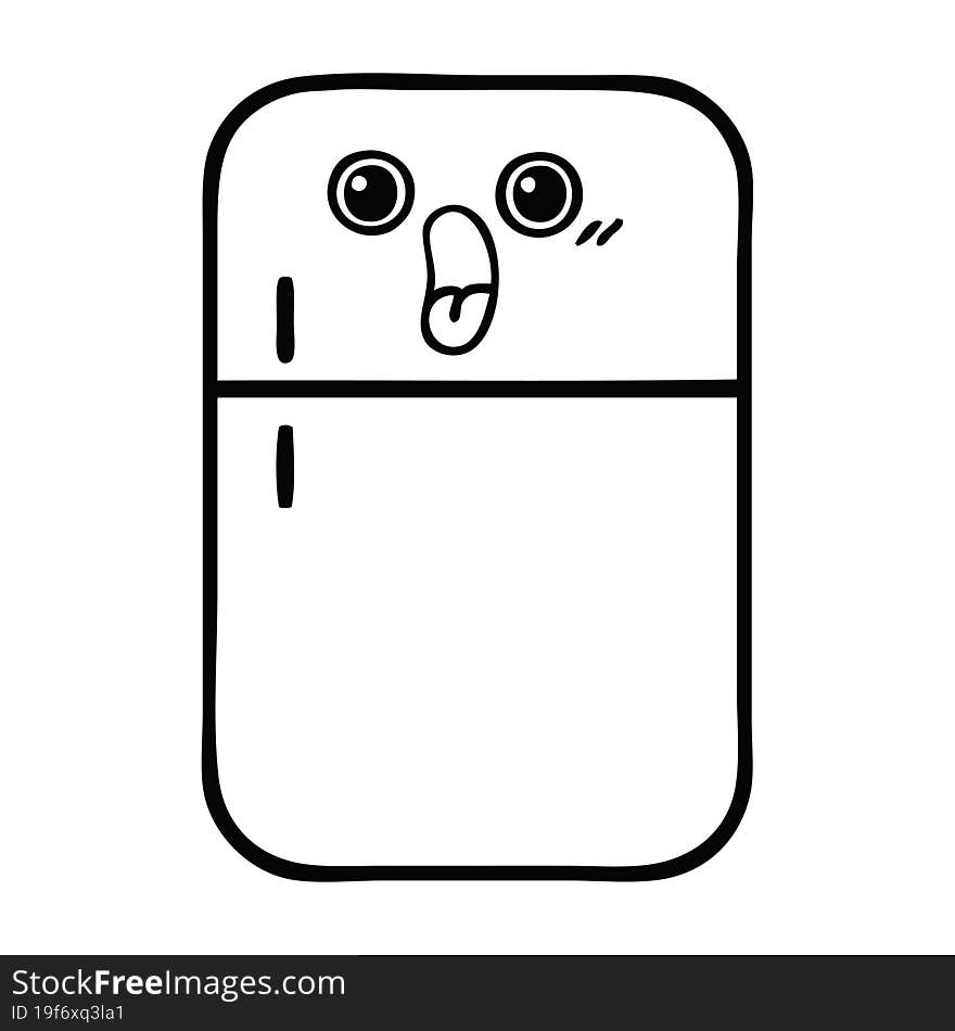 Line Drawing Cartoon Fridge Freezer