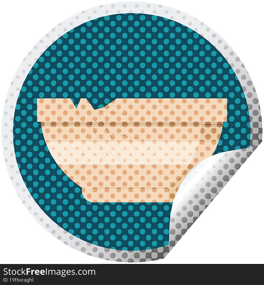 cracked bowl graphic vector illustration circular sticker. cracked bowl graphic vector illustration circular sticker