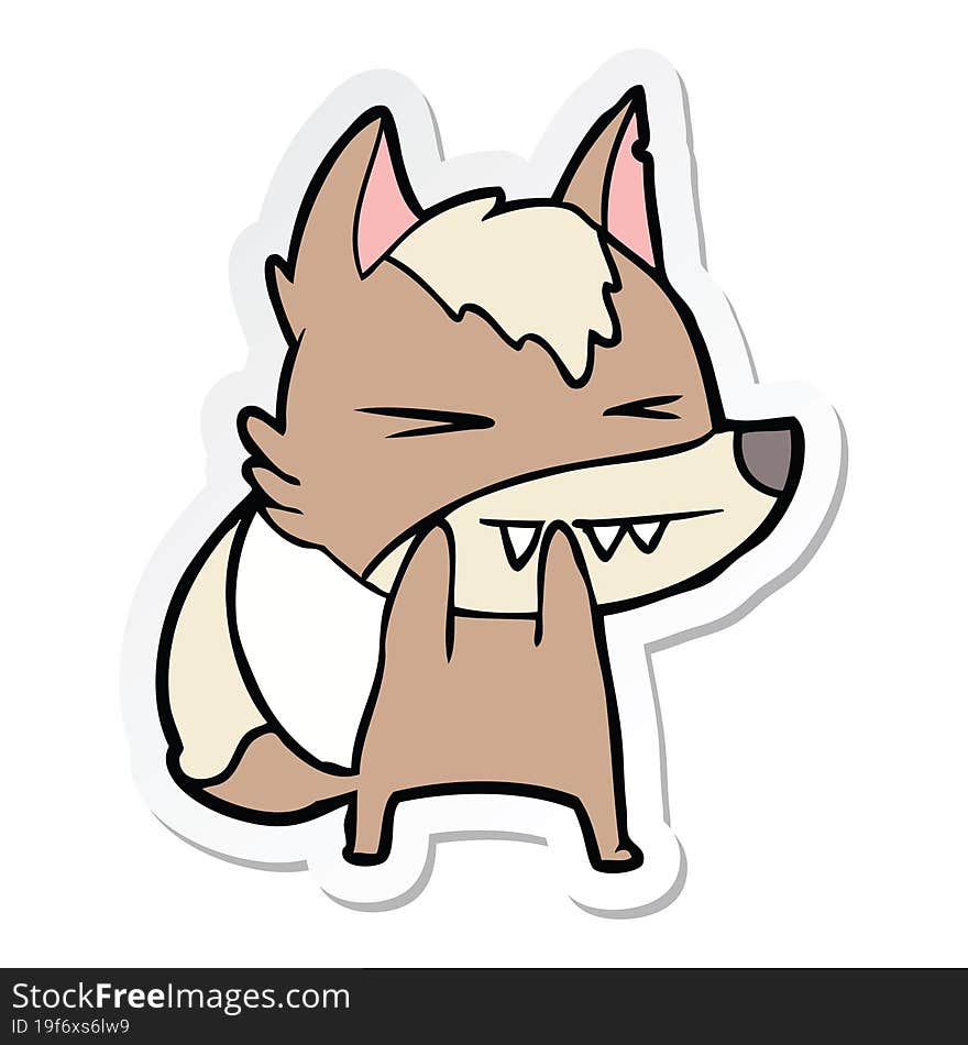 Sticker Of A Angry Wolf Cartoon