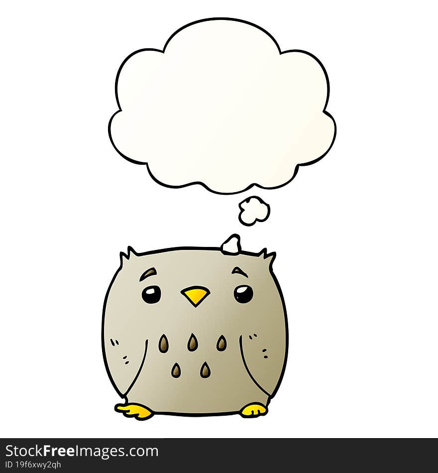 Cartoon Owl And Thought Bubble In Smooth Gradient Style