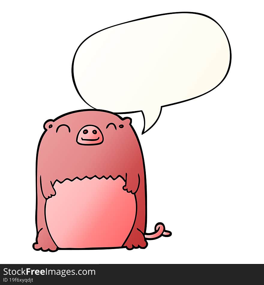 cartoon creature and speech bubble in smooth gradient style