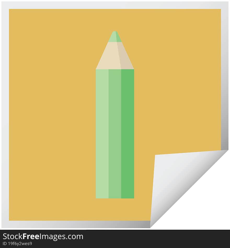 green coloring pencil graphic vector illustration square sticker. green coloring pencil graphic vector illustration square sticker