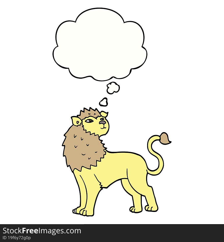 cartoon lion and thought bubble