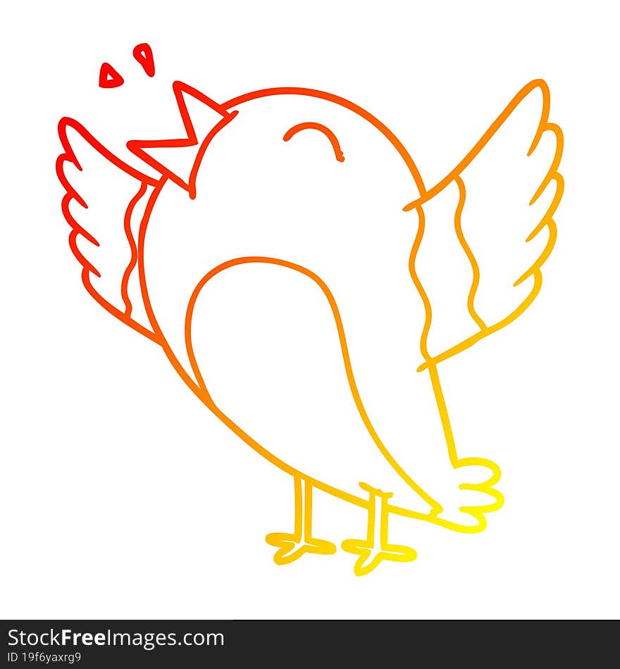 warm gradient line drawing of a cartoon bird