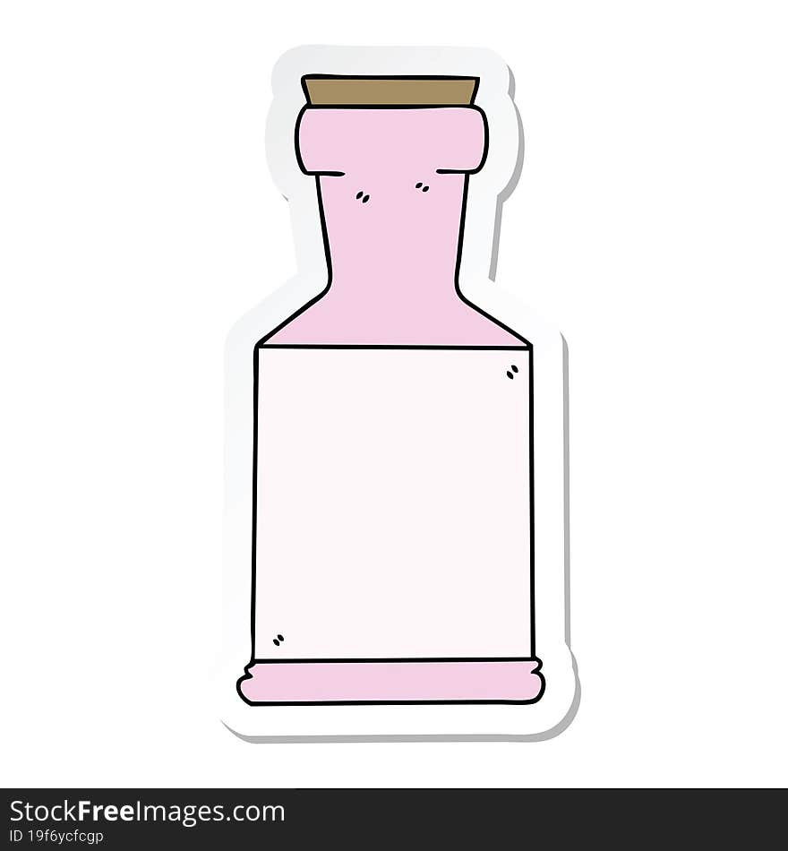 Sticker Of A Quirky Hand Drawn Cartoon Potion Bottle