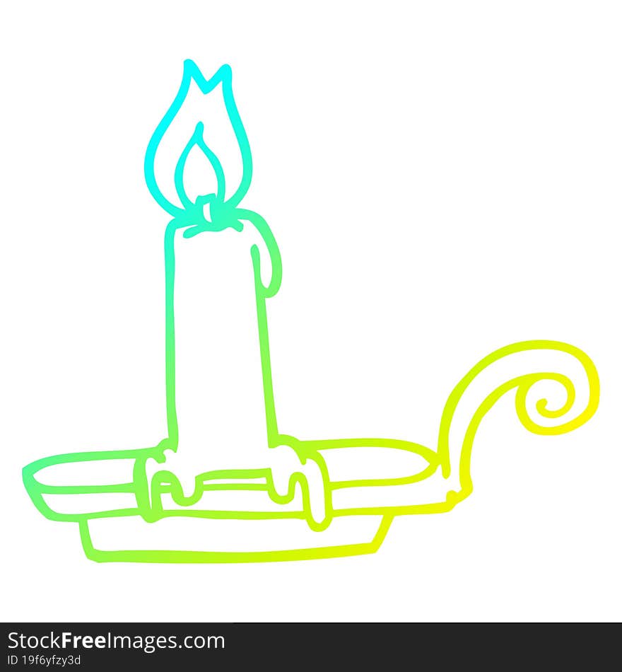 Cold Gradient Line Drawing Cartoon Burning Candle