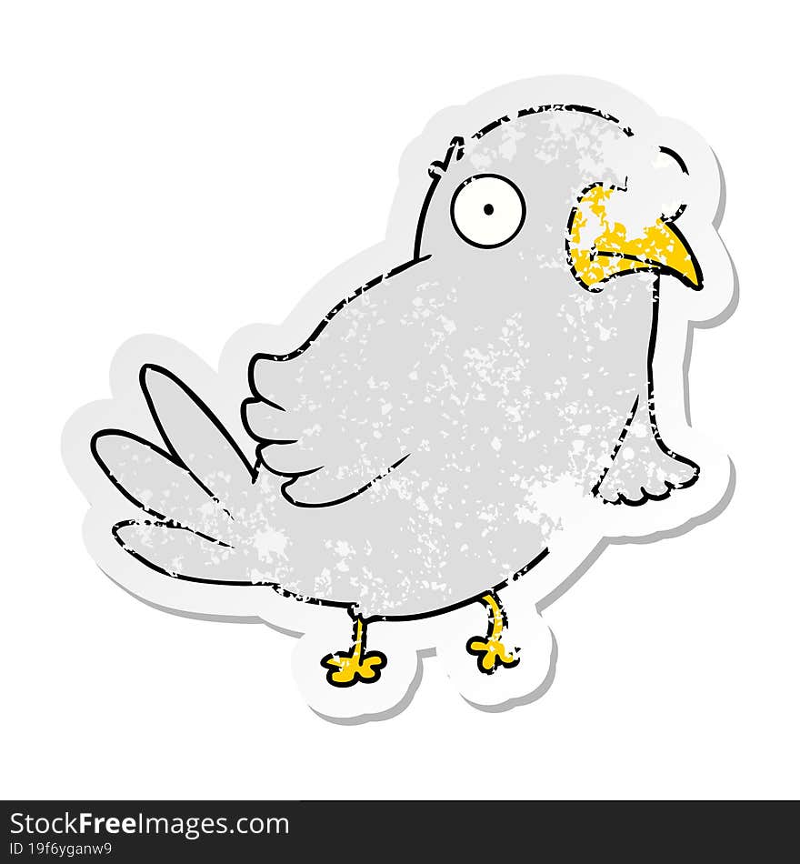 distressed sticker of a cartoon bird