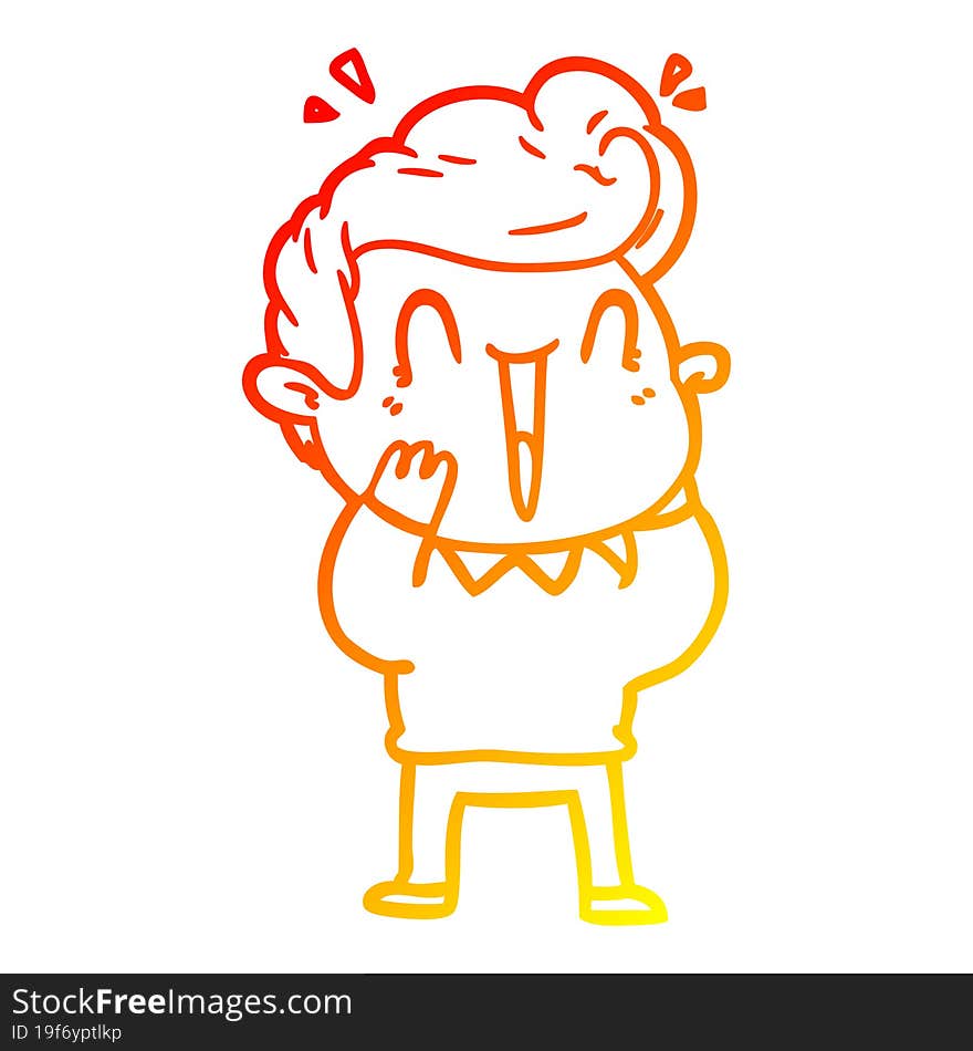 warm gradient line drawing of a cartoon excited man