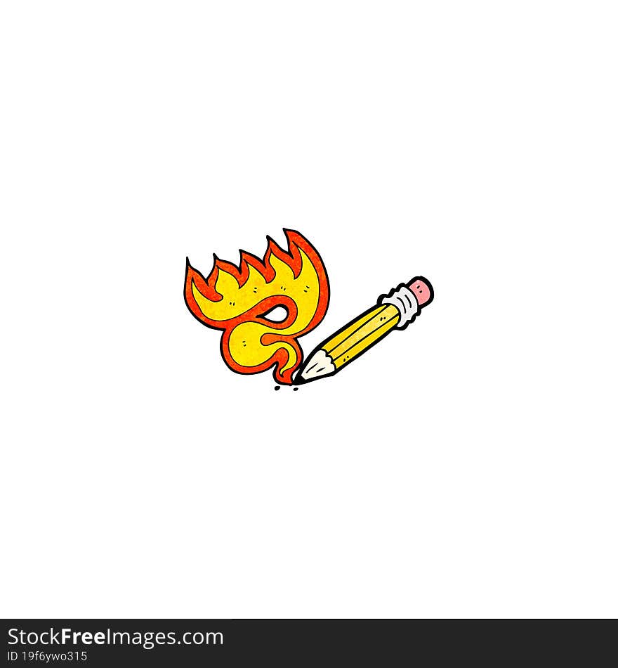 Cartoon Flaming Pencil