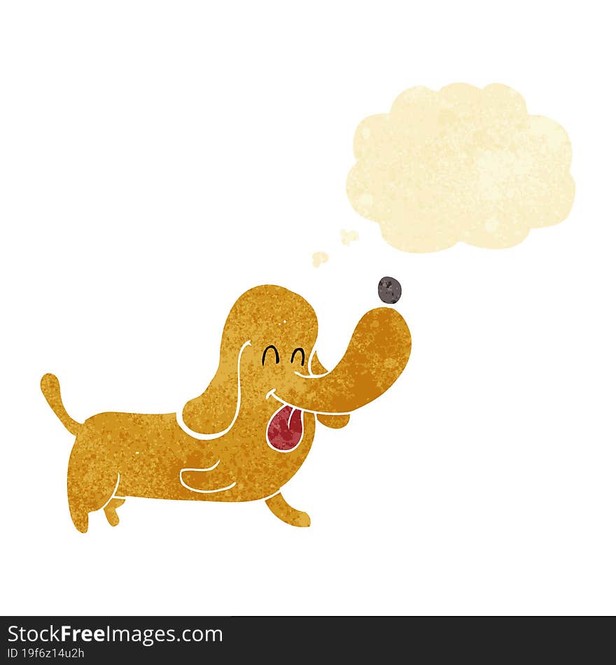 Cartoon Happy Dog With Thought Bubble