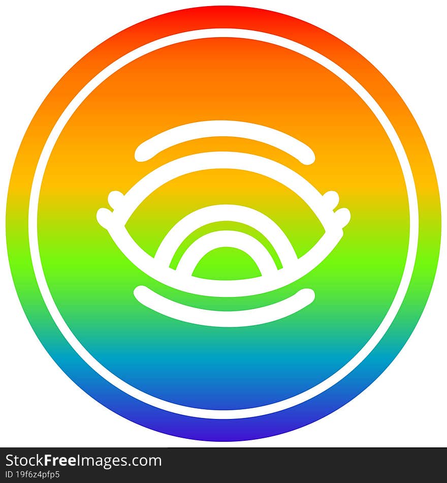 staring eye circular in rainbow spectrum