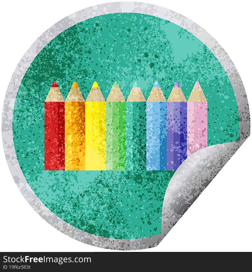 color pencils graphic circular sticker