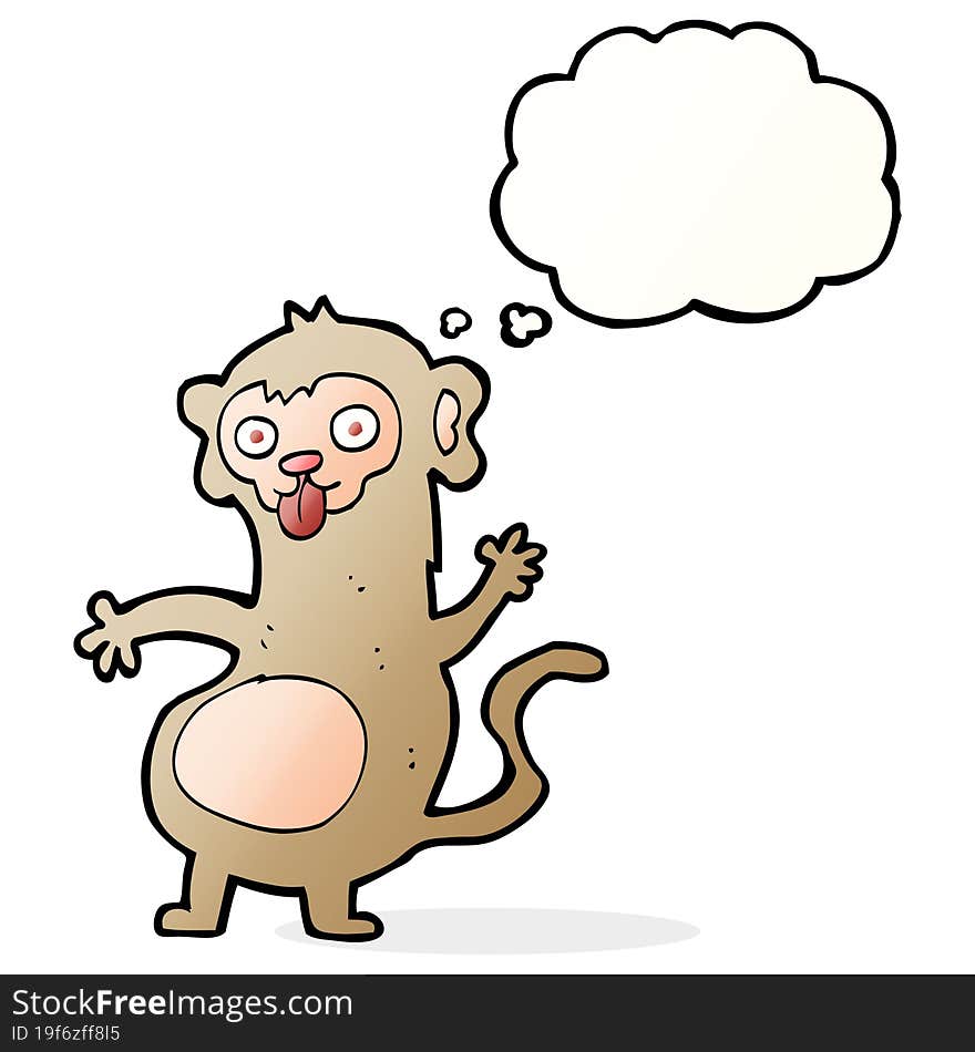 Funny Cartoon Monkey With Thought Bubble