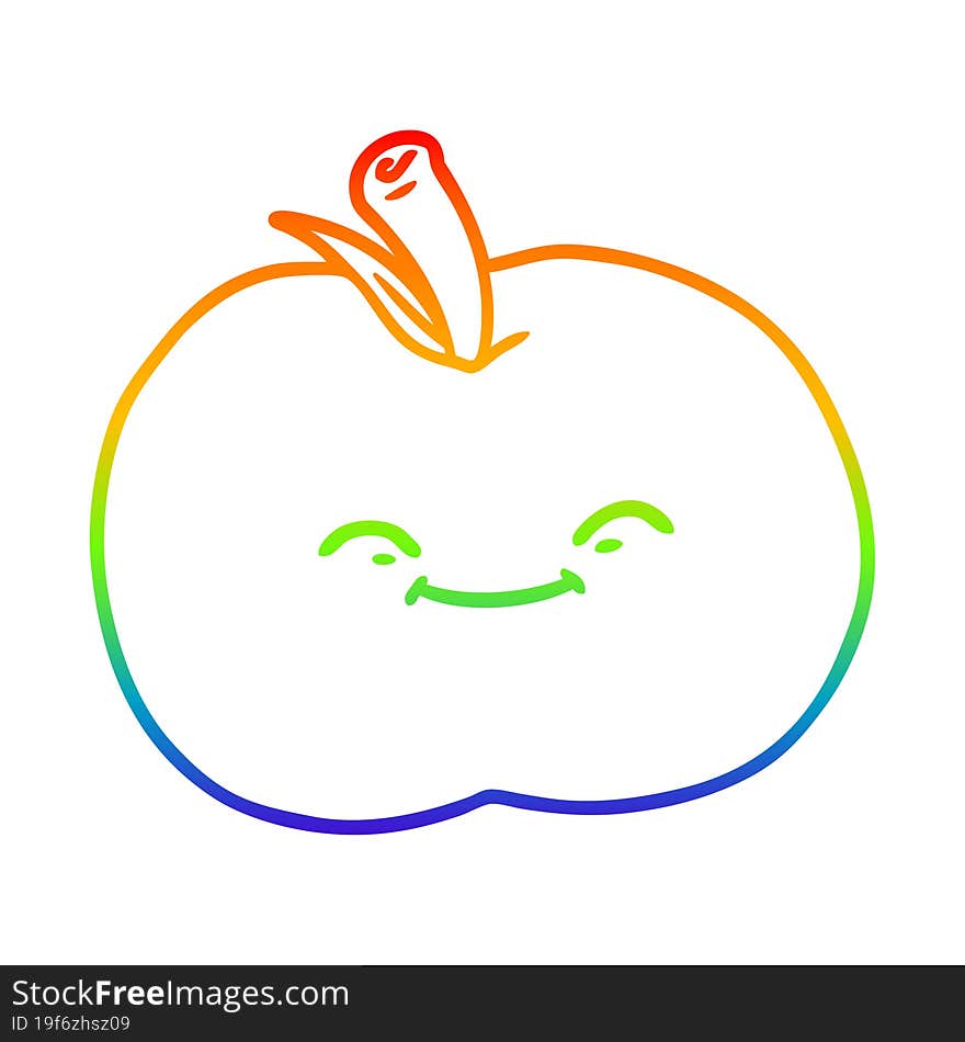 rainbow gradient line drawing cartoon apple