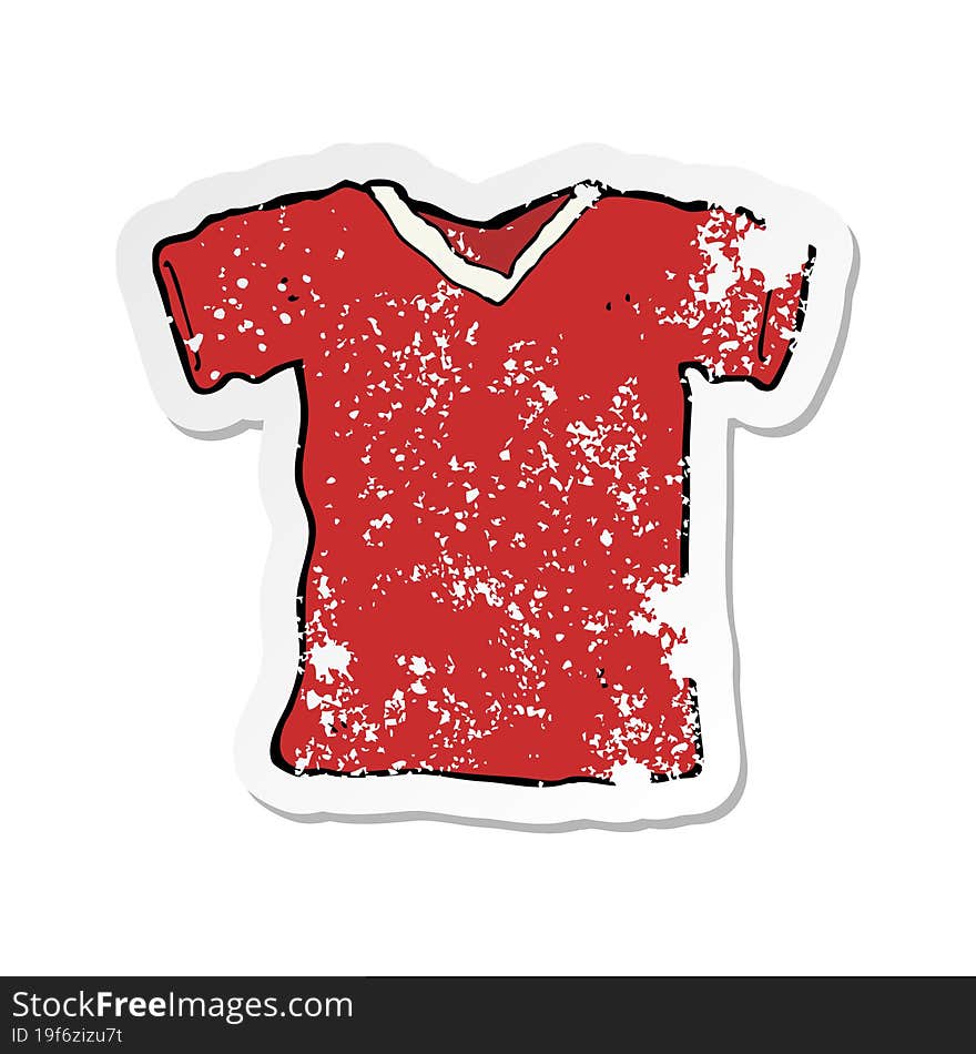 retro distressed sticker of a cartoon tee shirt