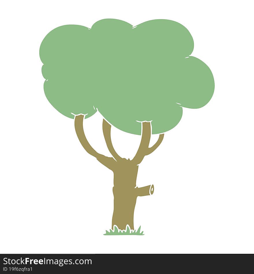 flat color style cartoon tree