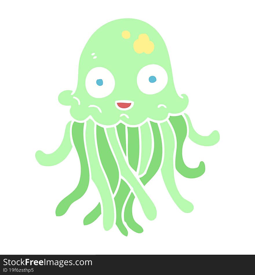 flat color illustration of a cartoon octopus