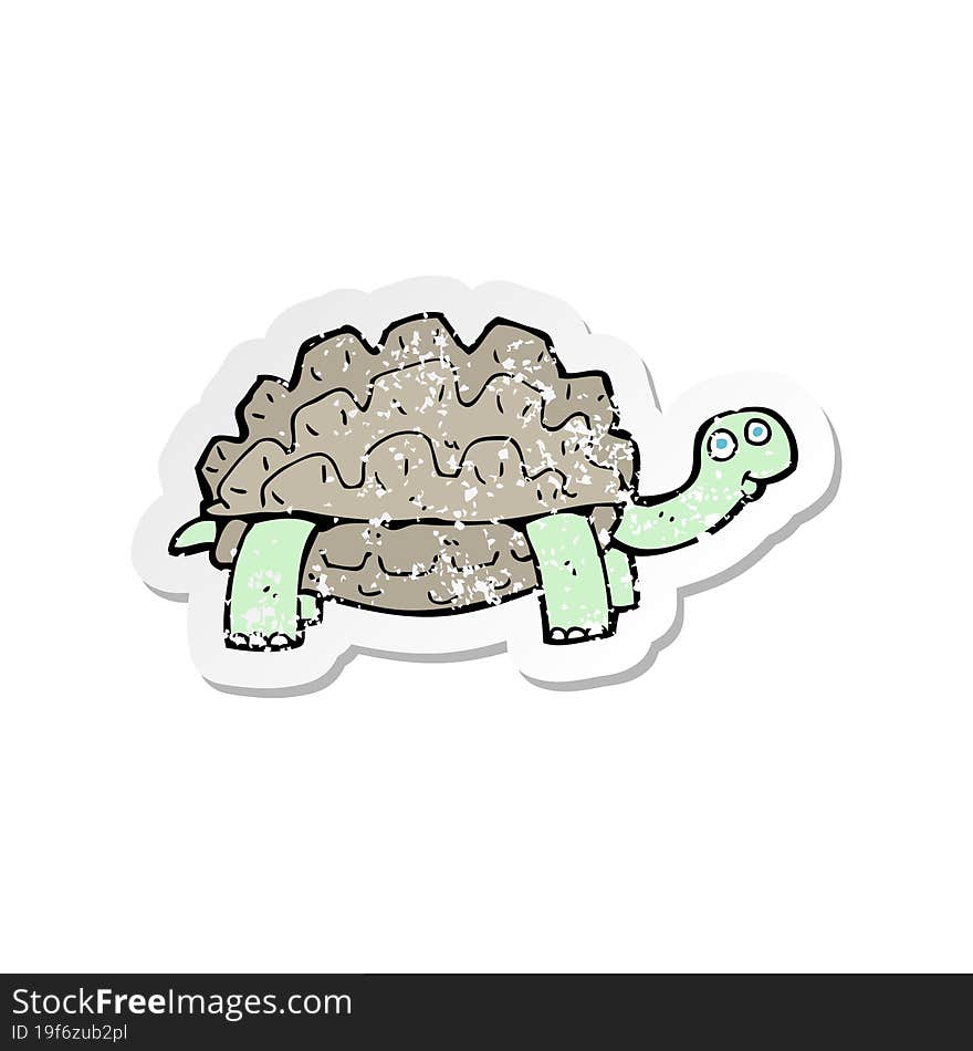 retro distressed sticker of a cartoon tortoise