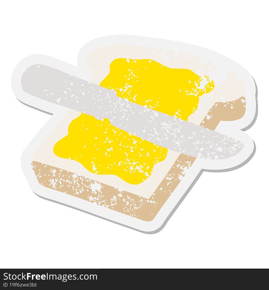 Buttered Slice Of Toast Grunge Sticker